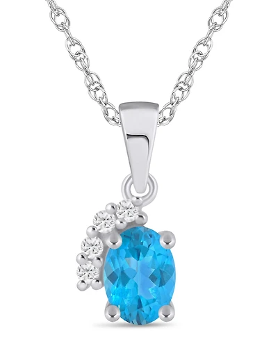 Macy's Gemstone and Diamond Pendant Necklace (1/20 ct. t.w.) 10K White Gold (also Yellow Gold)