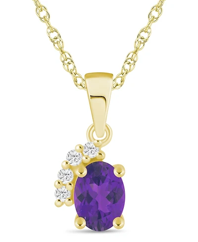 Macy's Gemstone and Diamond Pendant Necklace (1/20 ct. t.w.) 10K White Gold (also Yellow Gold)