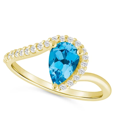 Macy's London Blue Topaz (1-1/20 ct. t.w.) and Diamond Ring (1/5 10k Yellow Gold
