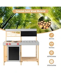 Skonyon Outdoor Kid's Mud Kitchen Set with Detachable Water Box for Toddlers Over 3