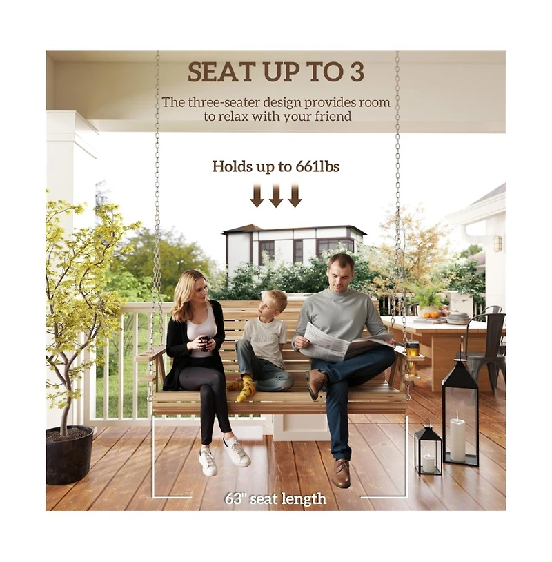 Slickblue All-Weather Patio Swing for Porch, Garden, or Deck