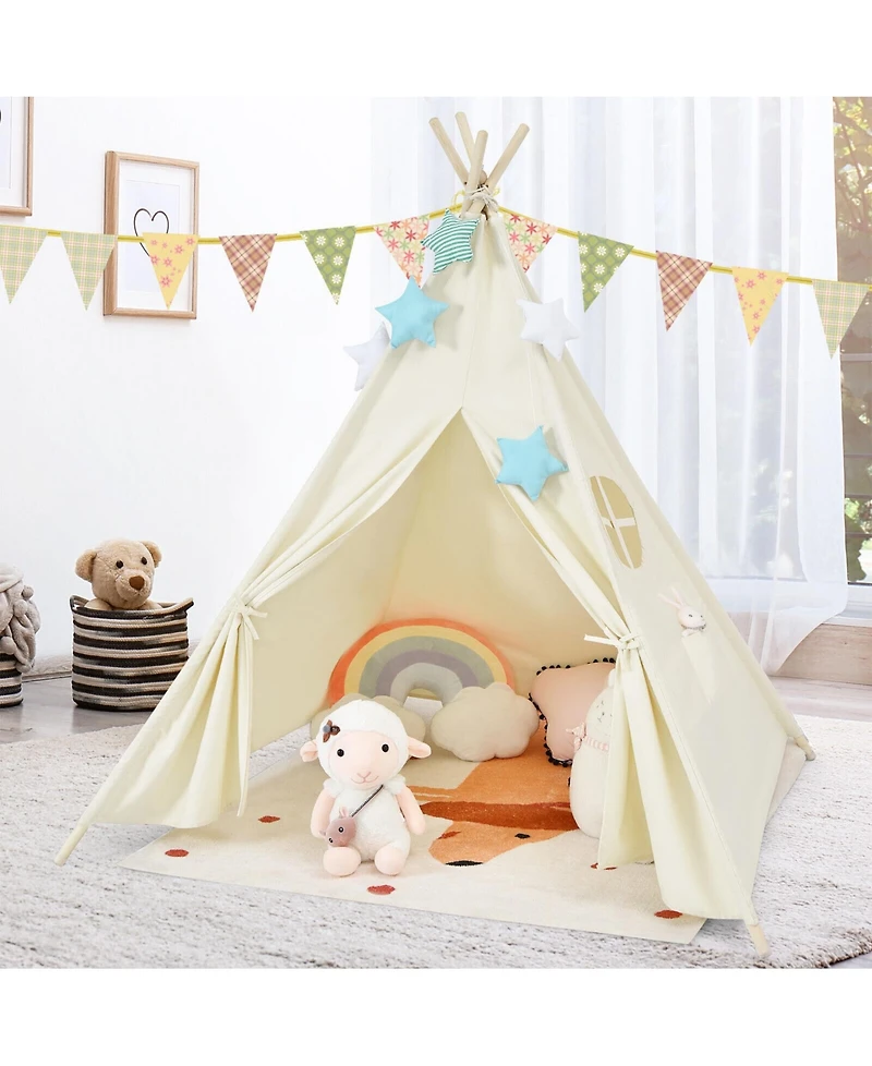 Foldable Kids Canvas Teepee Play Tent