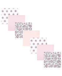 Hudson Baby Infant Girls Cotton Flannel Receiving Blankets 7-Pack Bundle, Pink Mint Floral, One Size