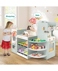 Mecale Wooden Kids Grocery Store Playset Pretend Play Supermarket