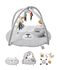 Slickblue Baby Play Gym Mat with 6 Sensory Toys, Tummy Time Activity Mat 39.1" x 33.7