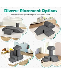 Sugift 6-Piece Baby Climbing Blocks with 30D High-Density Foam and Carrying Handles-Gray