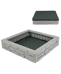 2-In-1 Hdpe Kids Sandbox with Cover and Bottom Liner-Gray