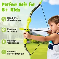 4-in-1 Throwing Target Game Set with Axes, Darts, Bow & Arrows for Kids and Adults