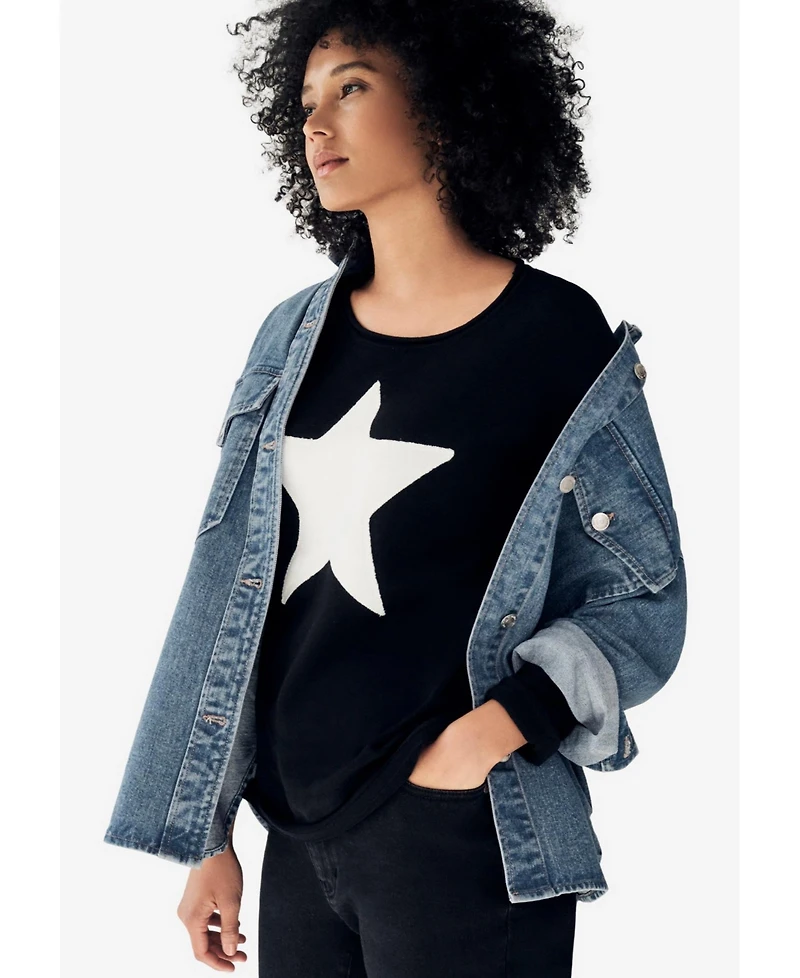 ellos Women's Plus Star Applique Sweater
