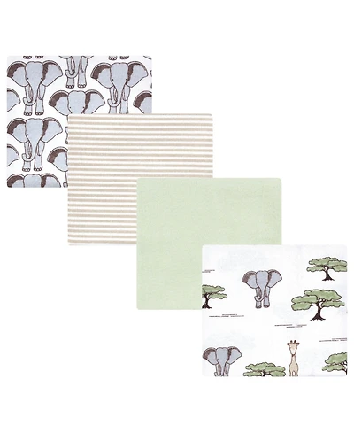 Hudson Baby Cotton Flannel Receiving Blankets 4-Pack, Wild Safari Adventures , One Size
