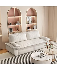 Maison Boucle 73.2" Queen Pull-Out Sofa Bed – 3-in-1 Convertible Velvet Sleeper with Chaise Lounge for Living or Guest Room