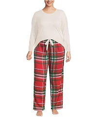 Lands' End Plus Pajama Gift Set - Knit Long Sleeve Top and Flannel Pants