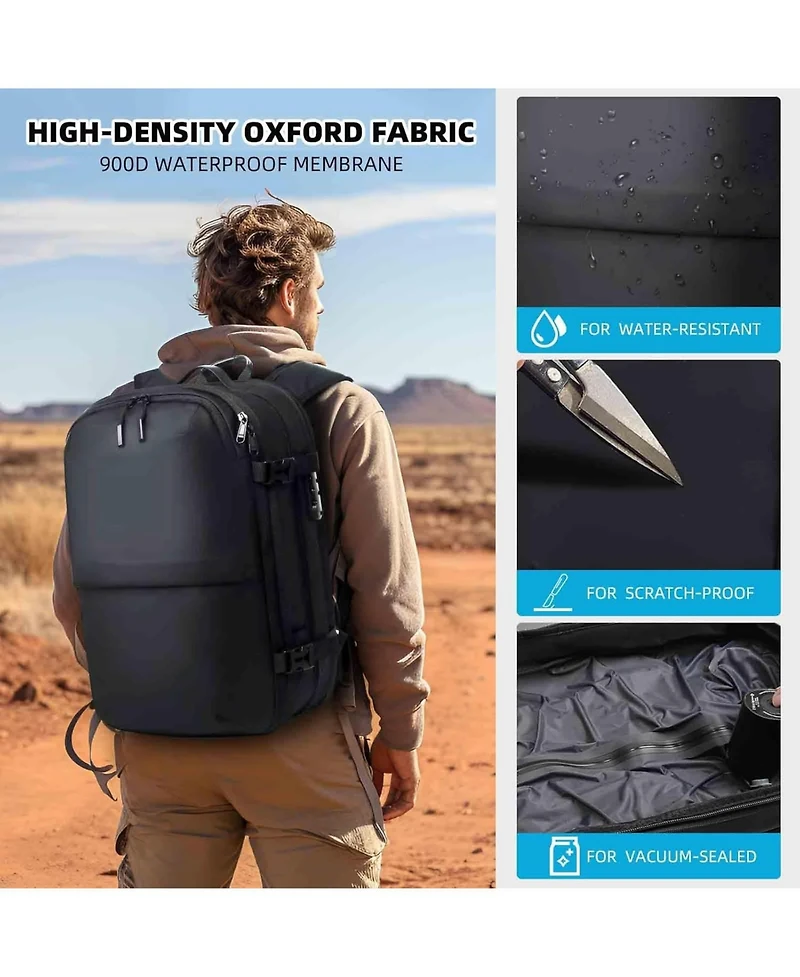 Batfox Vacuum Compression Travel Backpack, 60L Expandable VacPack with Pump & Tsa Lock - Charcoal (Electric Air Pump Included)