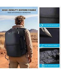 Batfox Vacuum Compression Travel Backpack, 60L Expandable VacPack with Pump & Tsa Lock - Charcoal (Electric Air Pump Included)