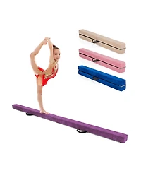 Sugift 7 Feet Folding Portable Floor Balance Beam with Handles for Gymnasts-Purple
