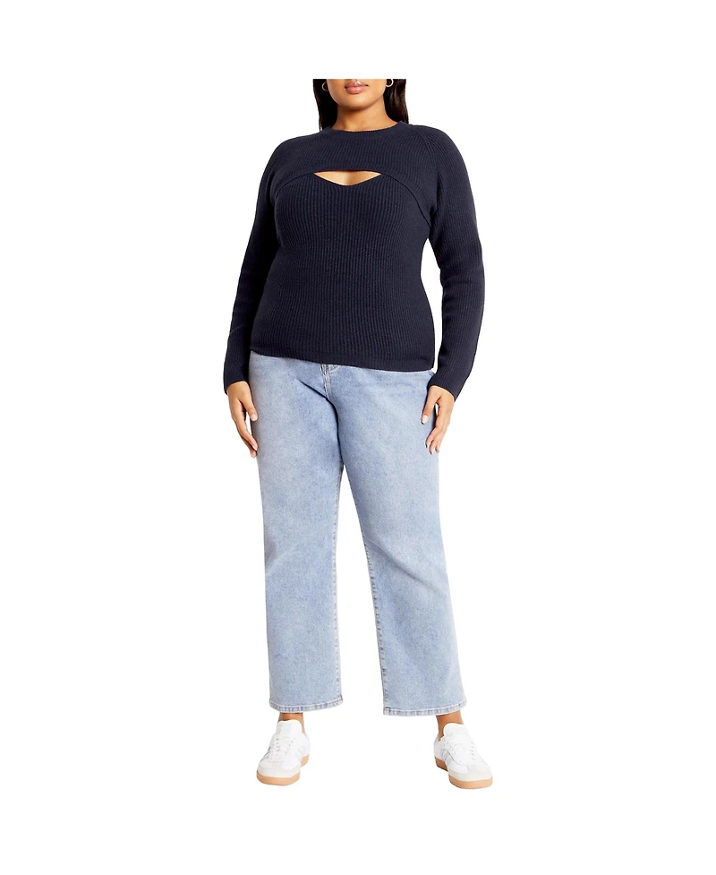 City Chic Women's Rina Ribbed Shrug Cami Sweater