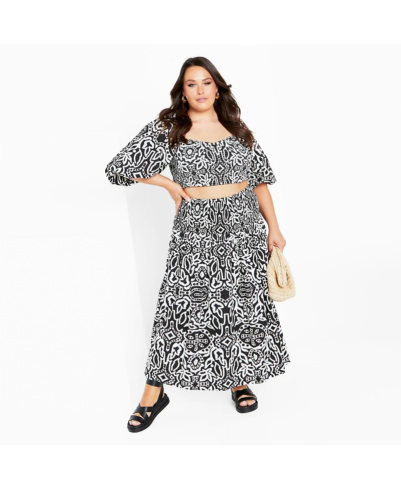 City Chic Women's Amari Puff Sleeve Fitted Top