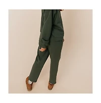 Ocio Women's Cotton Teddy Cropped Pant
