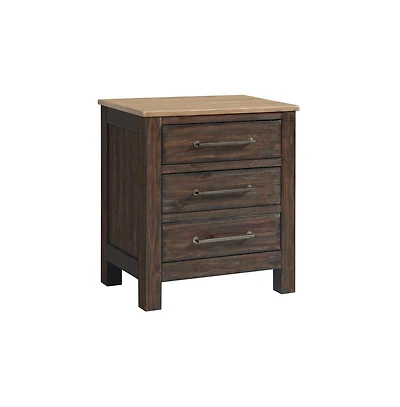 Intercon Nightstand, 3 Drawer in Driftwood and Sable