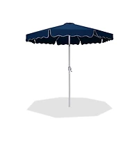 Meridian Furniture Amalfi Navy Patio Umbrella with Cream Piping, Fabric Canopy, Stylish Outdoor Shade for Deck or Garden