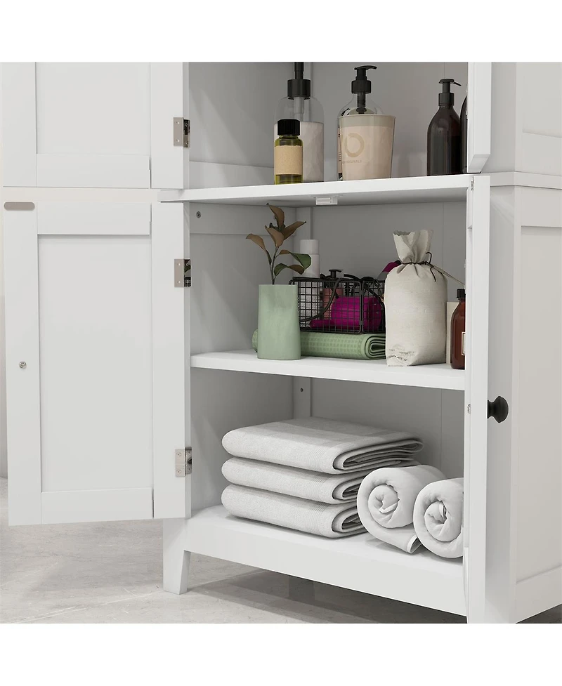 Slickblue Bathroom Organizer Cabinet with Doors and Adjustable Shelves