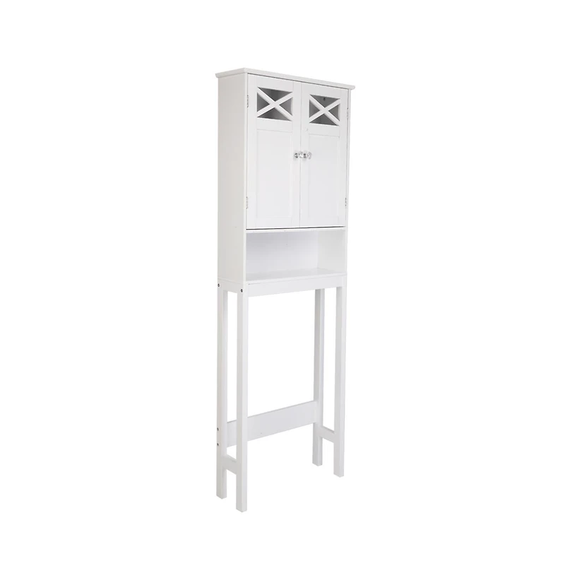 Slickblue Toilet Storage Cabinet with Double Doors and Shelves