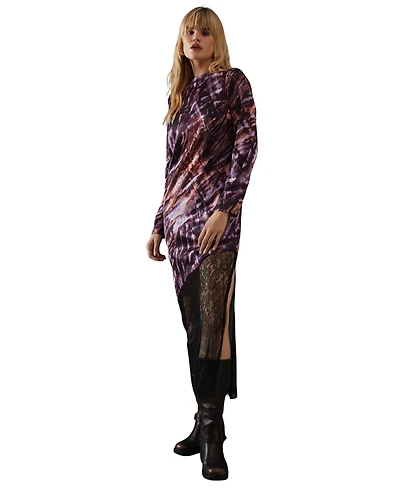 Warehouse Women's Column Lace Panel Midi Dress