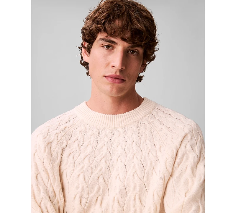 Calvin Klein Men's Lambswool Blend Cable-Knit Crewneck Sweater