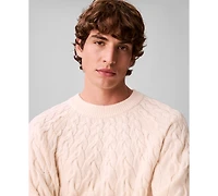 Calvin Klein Men's Lambswool Blend Cable-Knit Crewneck Sweater
