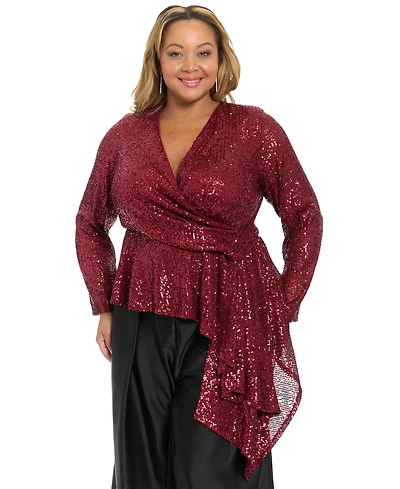 Muse Plus Sequin Long-Sleeve Top