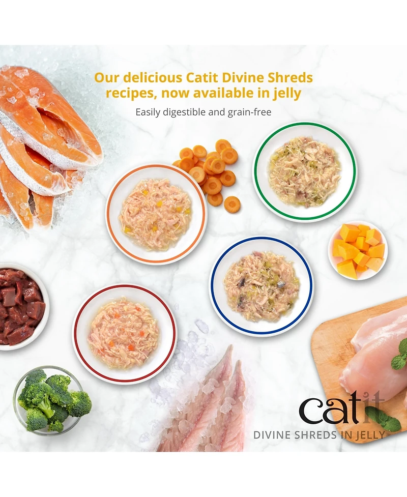 Catit Divine Shreds in Jelly, Chicken Multipack, 12x 85g Can