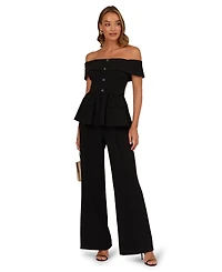 Adrianna Women's Off-The-Shoulder Knit Crepe Jumpsuit