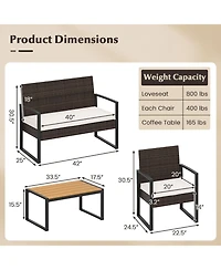 Slickblue 4 Piece Patio Furniture Set Outdoor Rattan Conversation Set