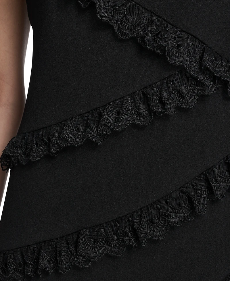 Eliza J Women's Jewel Neck Asymmetrical Design Short Dress