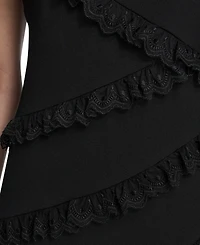 Eliza J Women's Jewel Neck Asymmetrical Design Short Dress