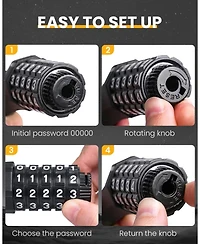 Batfox Bike Lock Cable with Combination, Heavy-Duty 5-Digit Resettable Bicycle Anti-Theft, w/ Mounting Bracket for and Scooters