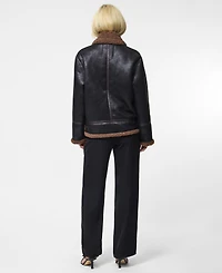 French Connection Women's Collared Faux Suede Zip-Up Jacket