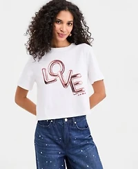 On 34th Womens Knit Short Sleeve Love Graphic T Shirt Macys Exclusive