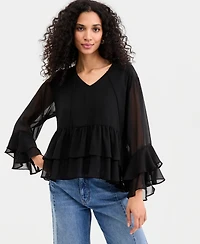 On 34th Women's Long Sleeve Chiffon Ruffle Blouse, Macy's Exclusive
