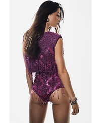 Nasty Gal Women's Embellished Tassel Beaded Crop Top