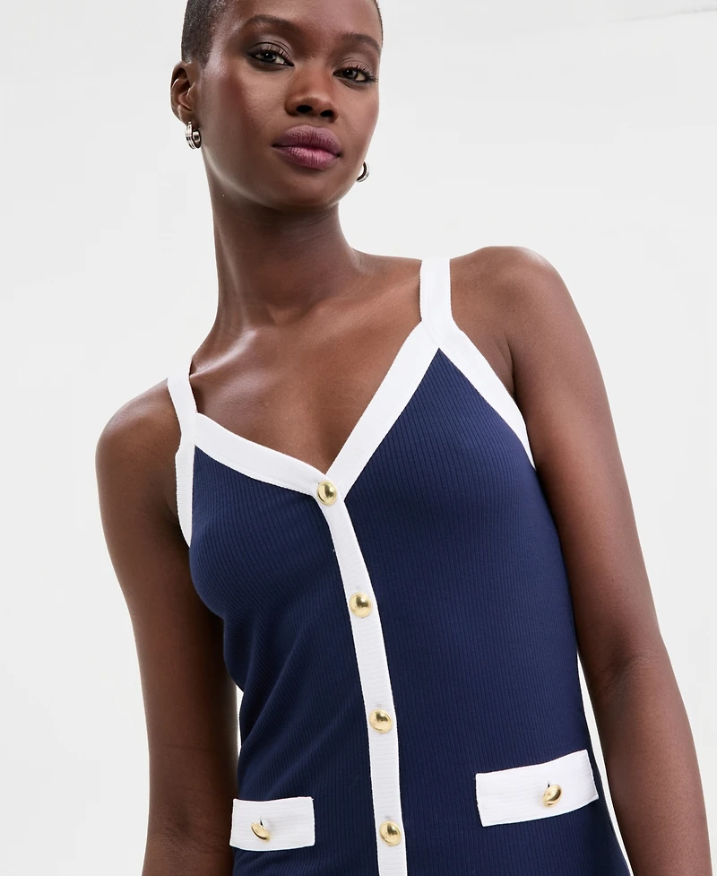 On 34th Women's Knit Solid Colored-Trim Button-Up Tank Top, Macy's Exclusive