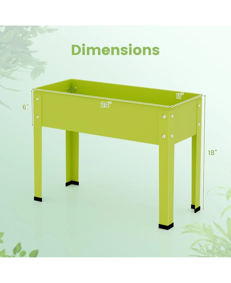 Metal Raised Garden Bed with Legs and Drainage Hole-24 x 11 x 18 inches