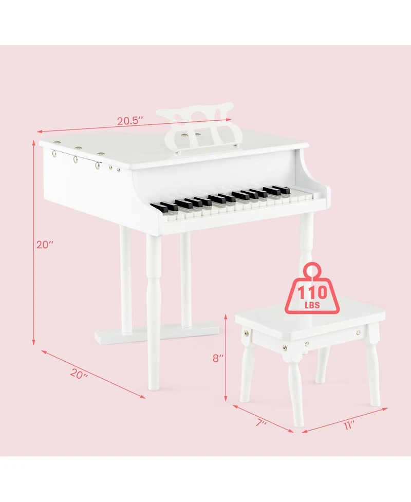 Sugift 30-Key Kids Piano Keyboard Toy With Bench Piano Lid And Music Rack.