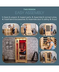 Lifepro Rejuvacure Low-emf 1-Person Infrared Sauna – Indoor Wooden Sauna with Tempered Glass Door, Carbon Fiber Heaters, Chromotherapy & Blueto