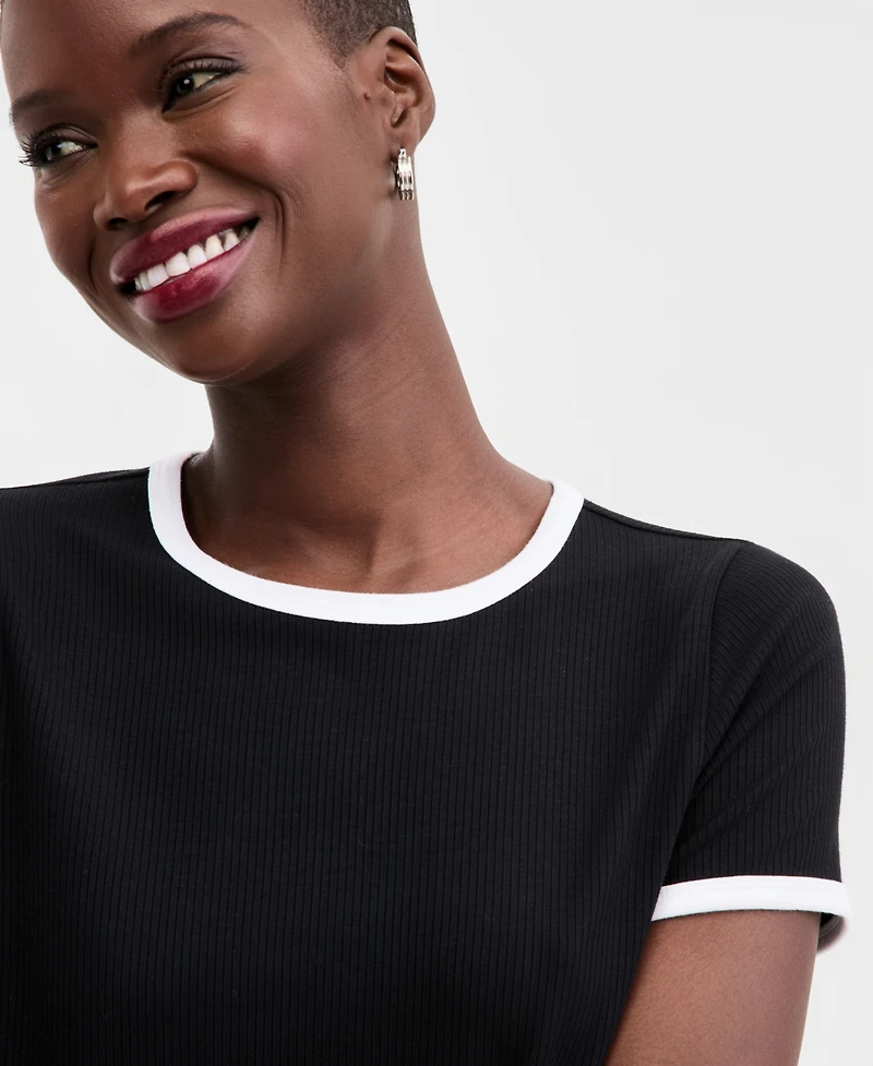 On 34th Women's Knit Short-Sleeve Trim Top, Macy's Exclusive