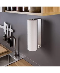 Paper Towel Holder Under Cabinet - Self Adhesive Paper Towel Rack Wall Mount for Kitchen, Sus-304 Stainless Steel Brushed