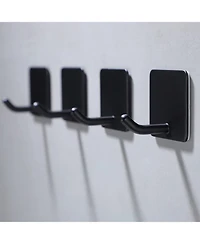 Adhesive Towel Hooks - 4 Pack Towel Hooks for Hanging Robes Coat Hooks Stick on Wall Hooks Stainless Steel, Matte Black