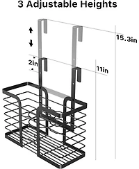 Hair Dryer Holder Hair Tool Organizer 3-in-1 Blow Dryer Holder Adjustable Height, Bathroom Organizer Wall Mounted/Cabinet Door for Flat/Curling Irons
