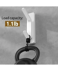 Adhesive Hooks for Hanging, Damage Free Hanging Wall Hook Removable in Living Spaces, 8 Plastic White Hooks and 8 Adhesive Strips