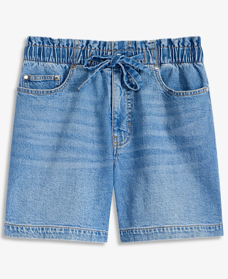 On 34th Women's High-Rise Paperbag-Waist Jean Shorts, Macy's Exclusive